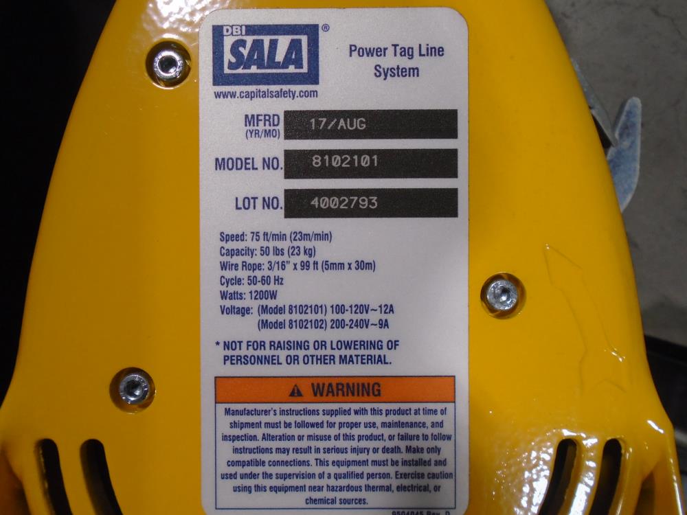 DBI SALA Power Tag Line System 8102101 w/ Mount and Duke Hoist Controller